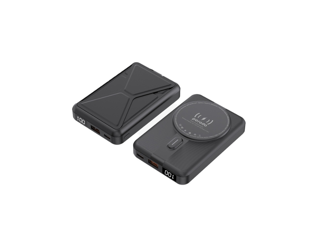 Porodo 10000mAh Digital MagSafe Power & Stand - Black - Qatar Porodo 10000mAh Digital MagSafe Power & Stand - Black - Qatar